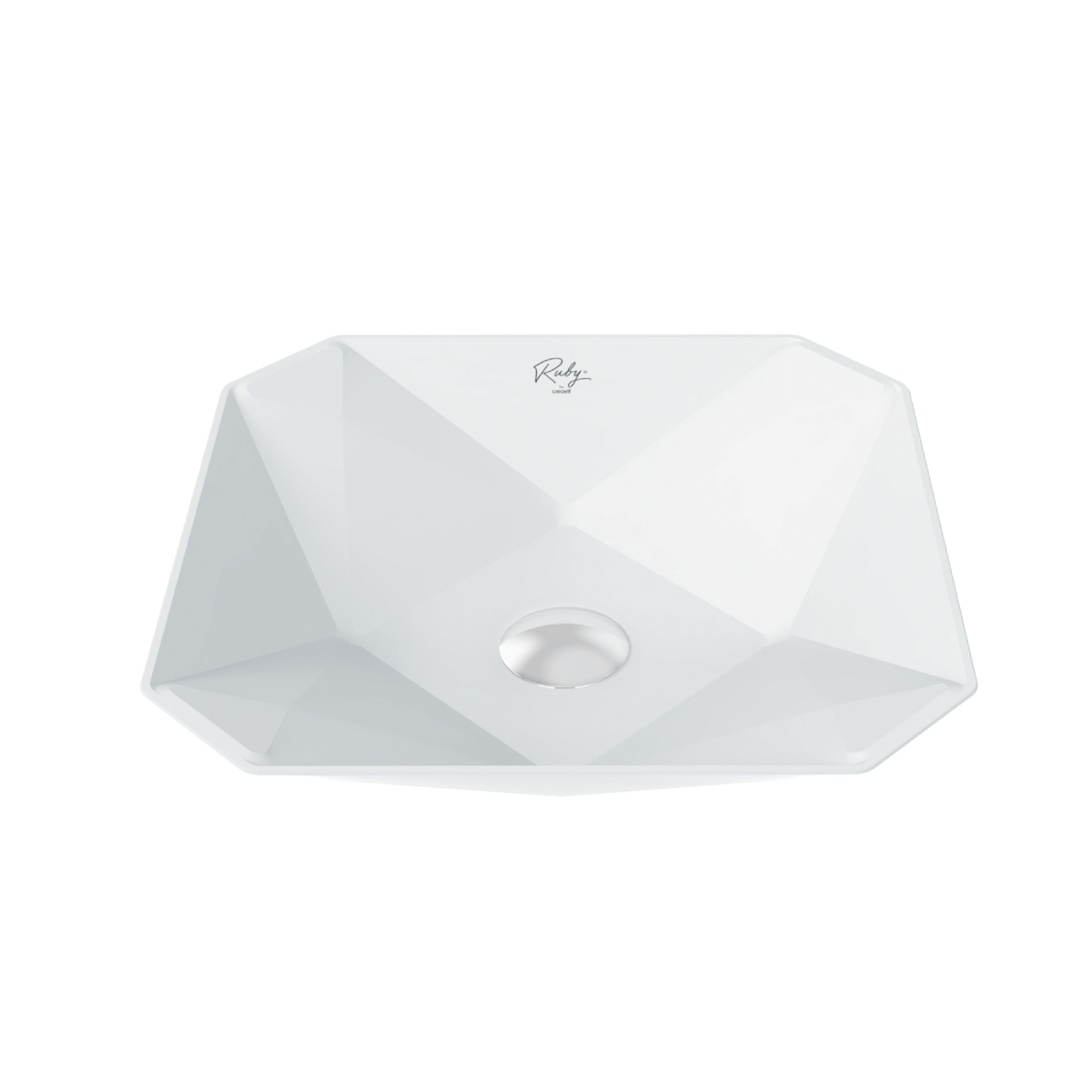 Creavit Ruby RB040 Waskom Opbouw Keramiek Zonder Overloop Zonder Kraangat 40x8,5x40cm - Glanzend Wit - Luxurysanitair