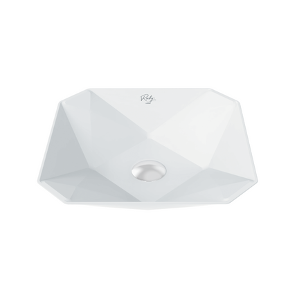 Creavit Ruby RB040 Waskom Opbouw Keramiek Zonder Overloop Zonder Kraangat 40x8,5x40cm - Glanzend Wit - Luxurysanitair