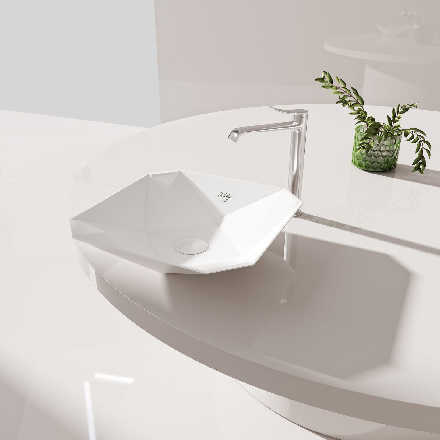 Creavit Ruby RB040 Waskom Opbouw Keramiek Zonder Overloop Zonder Kraangat 40x8,5x40cm - Glanzend Wit - Luxurysanitair