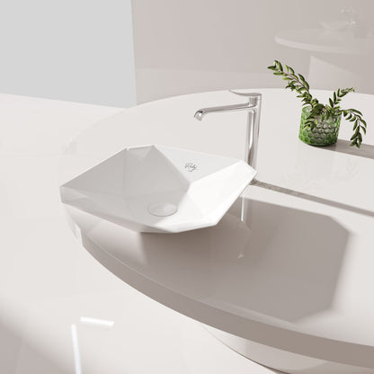 Creavit Ruby RB040 Waskom Opbouw Keramiek Zonder Overloop Zonder Kraangat 40x8,5x40cm - Glanzend Wit - Luxurysanitair