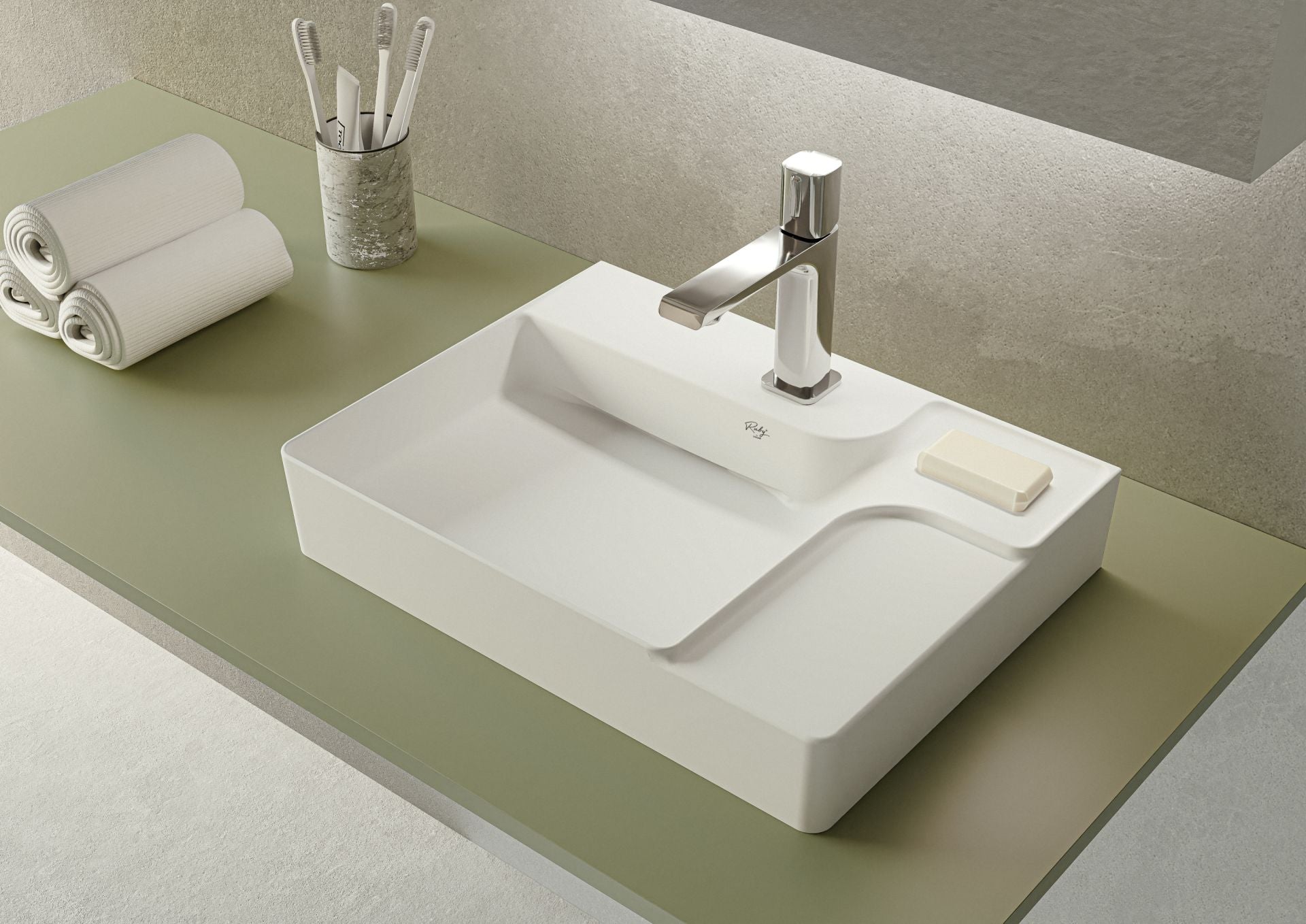 Creavit Ruby Wastafel Zonder Overloop Met Kraangat 60x13,5x45cm - Glanzend Wit - Luxurysanitair