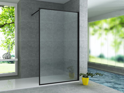 Aloni Inloopdouchewand Mat Zwart Profiel/Rand 140x200cm 8mm - Luxurysanitair