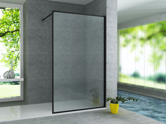 Aloni Inloopdouchewand Mat Zwart Profiel/Rand 140x200cm 8mm - Luxurysanitair