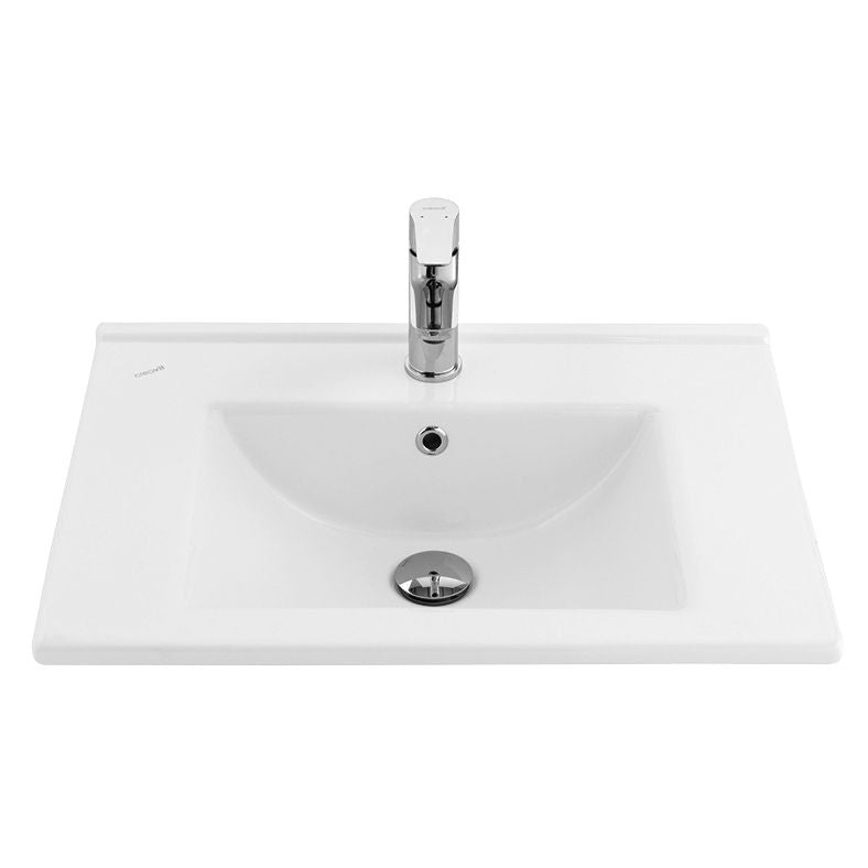 Su Wastafel 1 Wasbak Met Kraangat Keramiek 60x45cm - Glanzend Wit - Luxurysanitair