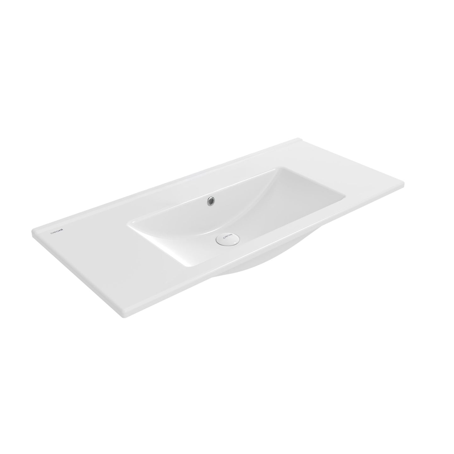 Creavit Su Wastafel 1 Wasbak Zonder Kraangat Keramiek 100x45cm - Glanzend Wit - Luxurysanitair
