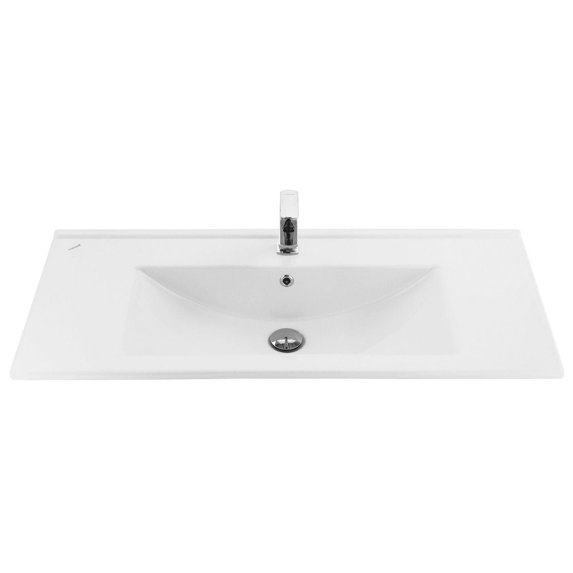 Su Wastafel 1 Wasbak Met Kraangat Keramiek 100x45cm - Glanzend Wit - Luxurysanitair