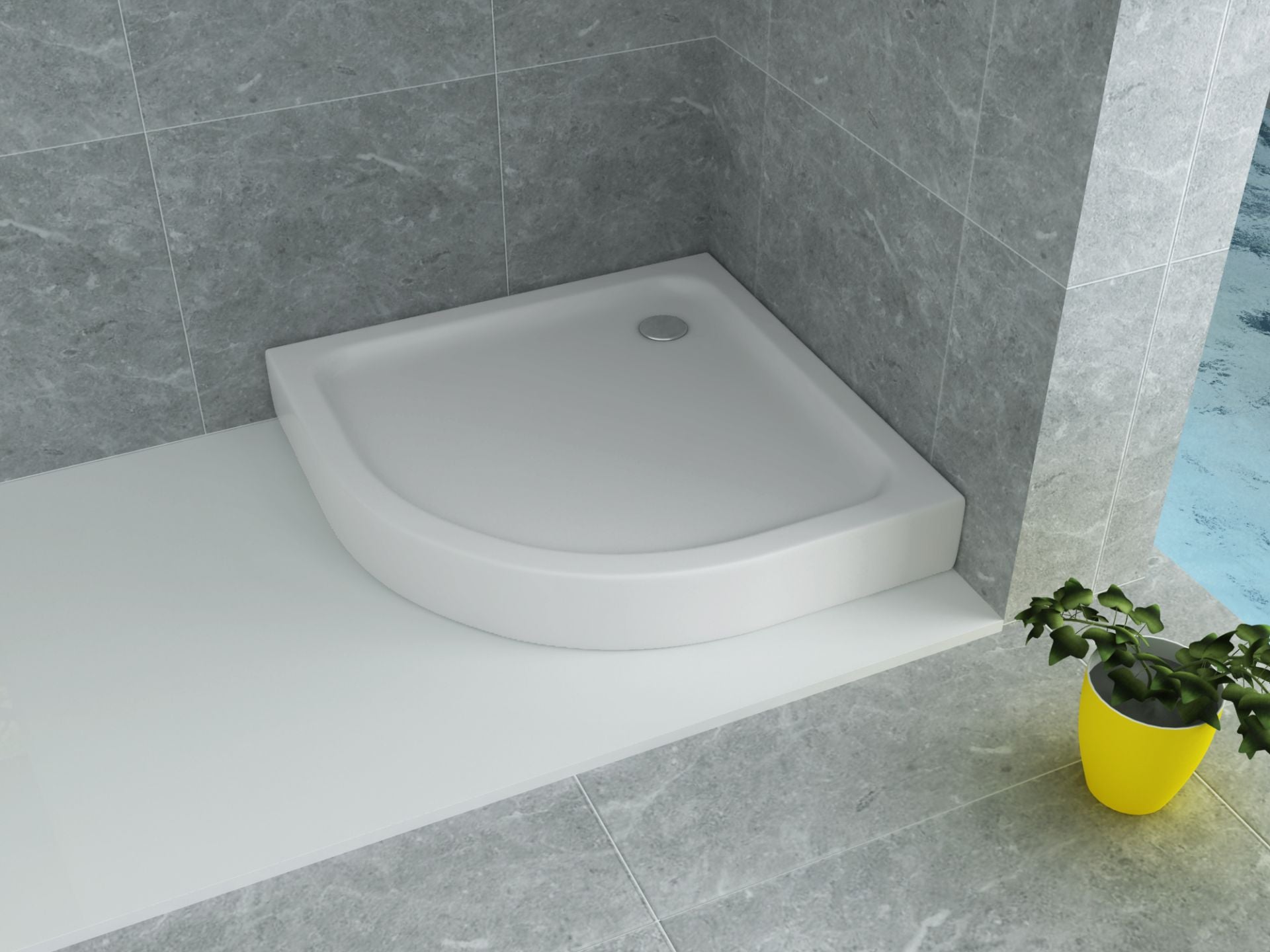 Aloni Kwartronde Acryl Douchebak 100x100x15cm - Luxurysanitair