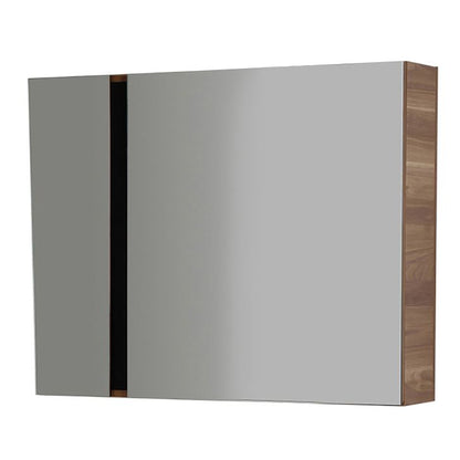Creavit Verti 100 Spiegelkast Okkernoot-Zwart 98x80x17cm - Luxurysanitair