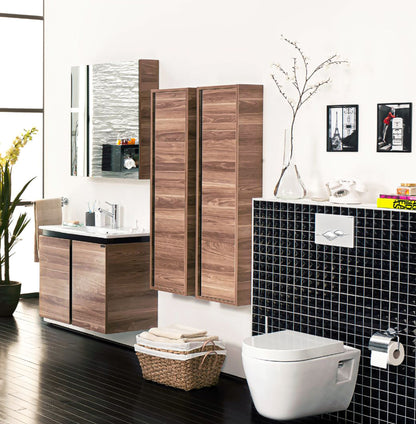Creavit Verti 100 Spiegelkast Okkernoot-Zwart 98x80x17cm - Luxurysanitair