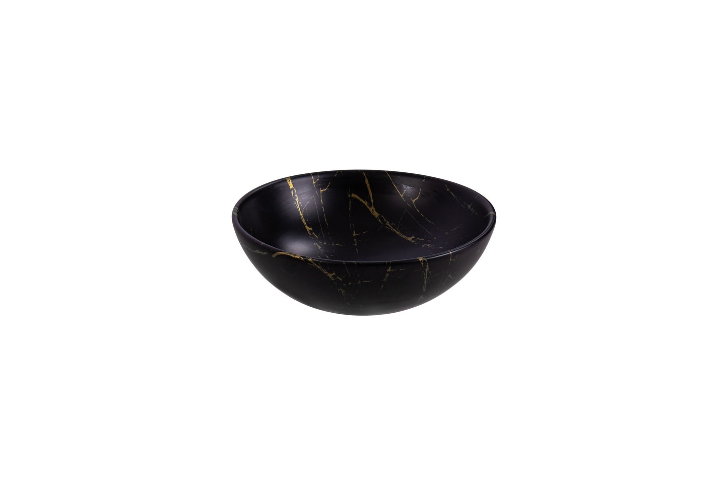 ALONI TIVRA WASKOM - OPBOUW - ZONDER OVERLOOP - ZONDER KRAANGAT - MET CLICK WASTE - KERAMIEK - 38X13X38 CM - ZWART/GOUD MARMER