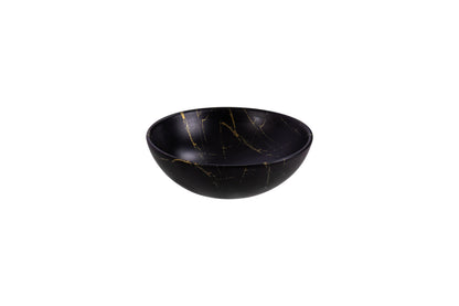 ALONI TIVRA WASKOM - OPBOUW - ZONDER OVERLOOP - ZONDER KRAANGAT - MET CLICK WASTE - KERAMIEK - 38X13X38 CM - ZWART/GOUD MARMER