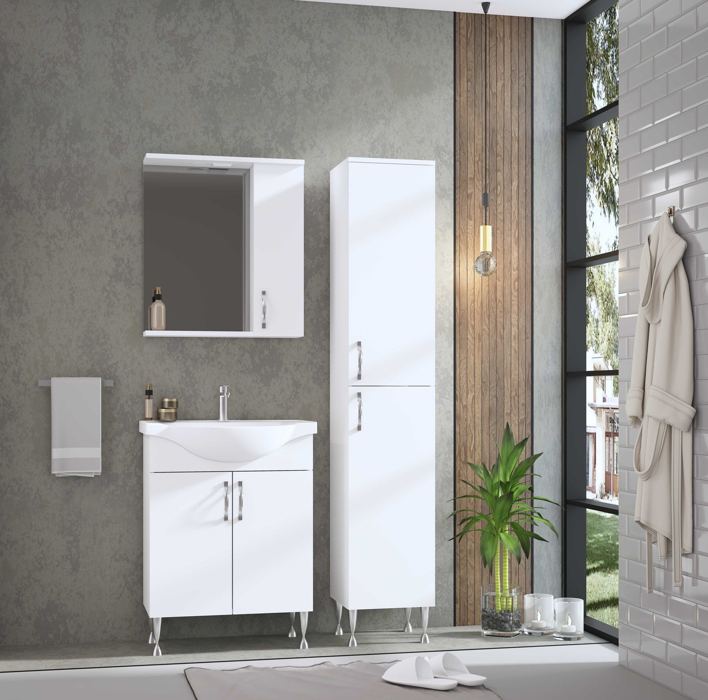 ALONI ALECO KOLOMKAST RECTHS - STAAND - 2 DEUREN - 35X190X35CM - WIT