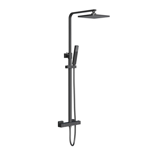 ALONI OPTIMA QUADRO REGENDOUCHESET - THERMOSTATISCH - OPBOUW - BELGAQUA - MAT ZWART