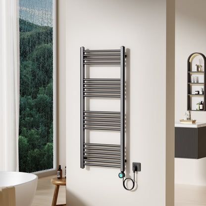 BELRAD ELEKTRISCHE HANDDOEKDROGER - MET DIGITALE, PROGRAMEERBARE THERMOSTAAT - SMART WIFI - AANSLUITING RECHTS - 700W - 1200X500 MM - GUNMETAL