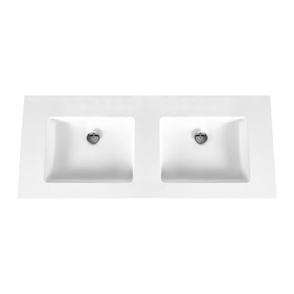 ALONI SOLID SURFACE DUBBELE WASTAFEL ZONDER KRAANGAT (120CM) - WIT