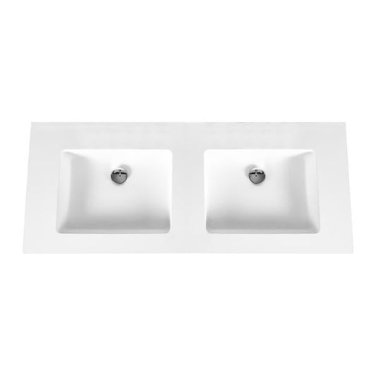 ALONI SOLID SURFACE DUBBELE WASTAFEL ZONDER KRAANGAT (120CM) - WIT