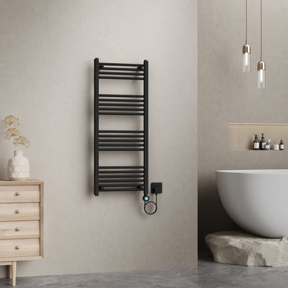 BELRAD ELEKTRISCHE HANDDOEKDROGER - MET DIGITALE, PROGRAMEERBARE THERMOSTAAT - SMART WIFI - AANSLUITING RECHTS - 700W - 1200X500 MM - MAT ZWART