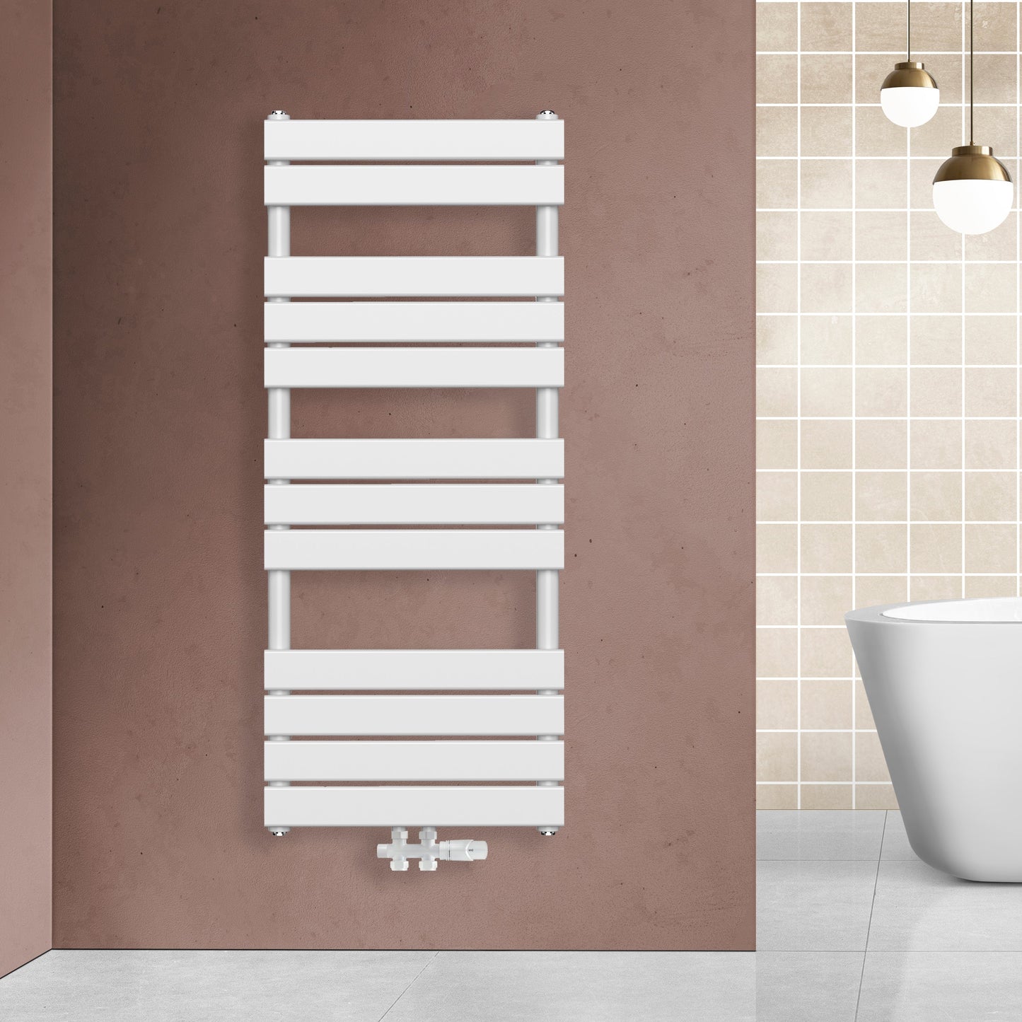 HANDDOEK RADIATOR MIDDEN AANSLUITING WIT 1200X500-593W