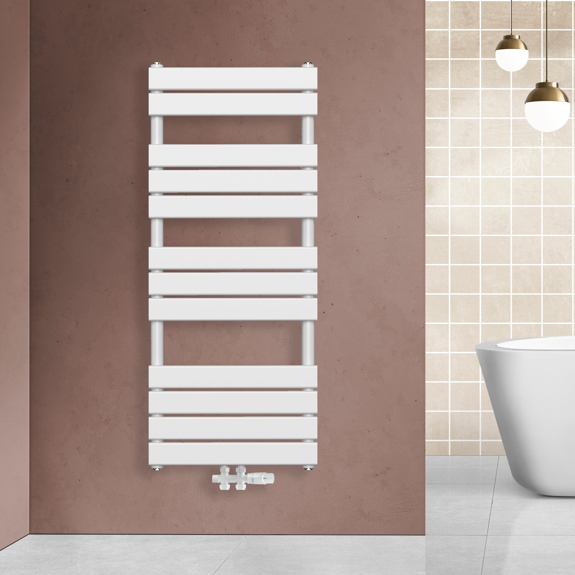 HANDDOEK RADIATOR MIDDEN AANSLUITING WIT 1200X500-593W