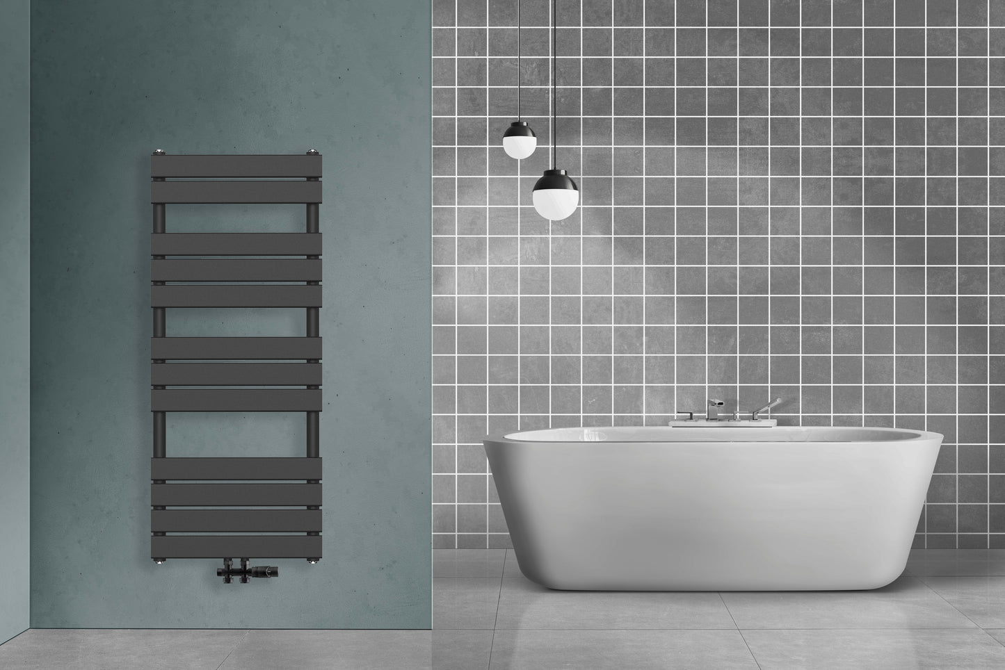 HANDDOEK RADIATOR MIDDEN AANSLUITING ZWART 1200X500-593W