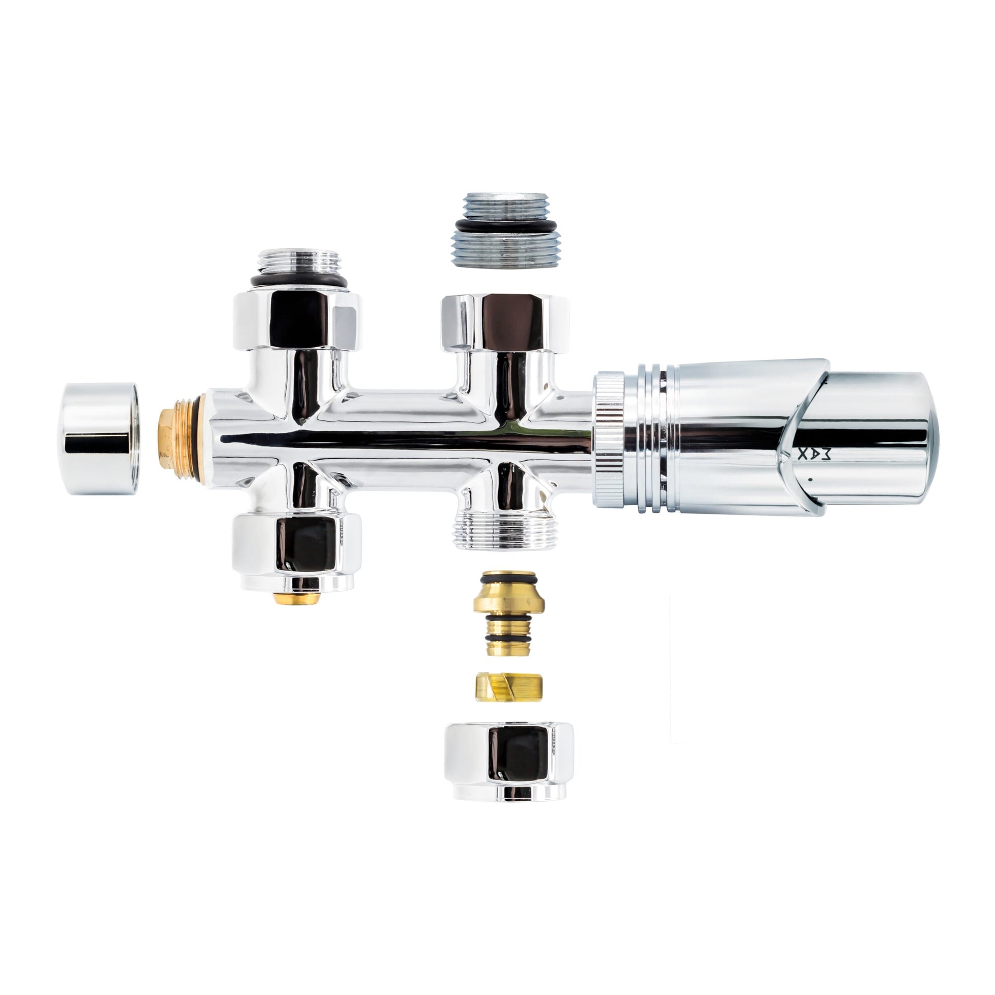 BELRAD RADIATORKRAAN - DESIGN - THERMOSTATISCH - MIDDENAANSLUITING - RECHT - VLOERAANSLUITING - CHROOM