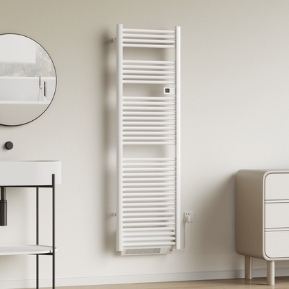 BELRAD ELEKTRISCHE HANDDOEKDROGER MET BLOWER - MET DIGITALE PROGRAMEERBARE THERMOSTAAT - AANSLUITING RECHTS - 2000W - 1840X540X133 MM - GLANZEND WIT