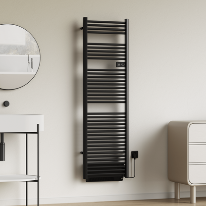 Belrad Elektrische Handdoekdroger Met Blower Met Digitale Programeerbare Thermostaat Aansluiting Rechts 2000W - 1840x540x133mm - Luxurysanitair