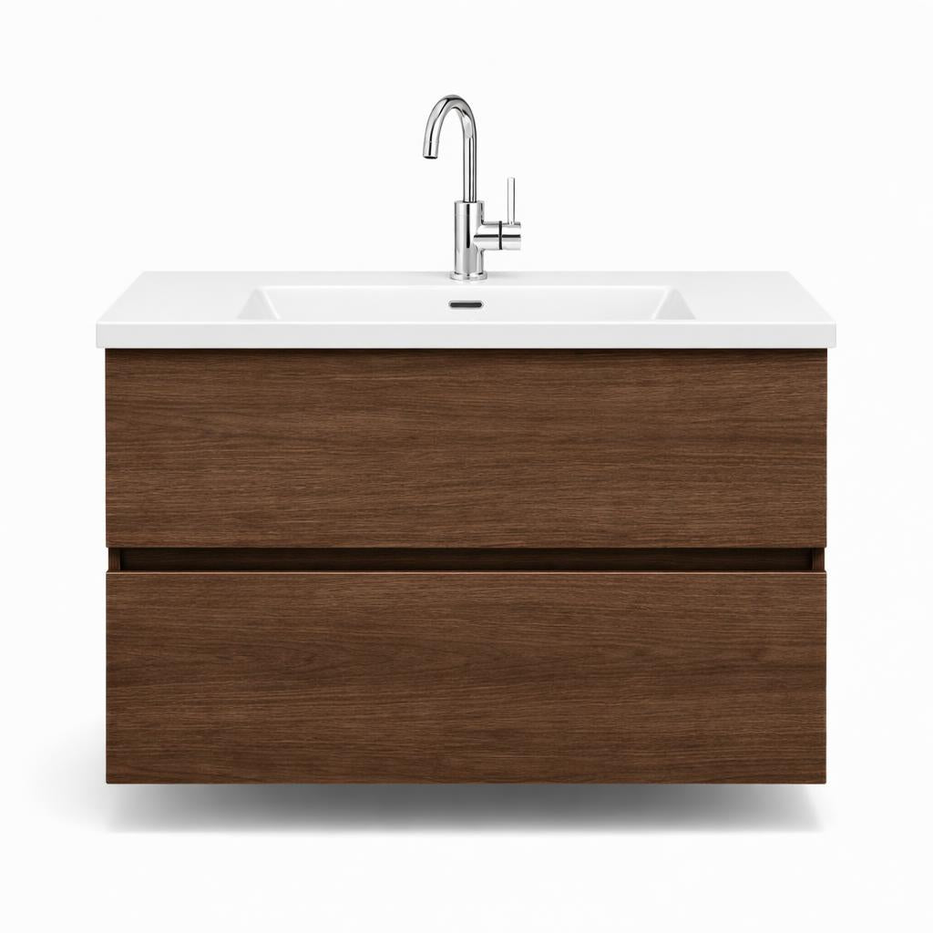 Badkamer meubelset DUBBEL Donker walnoot  mat 120 x 50 x 58 (b x d x h)