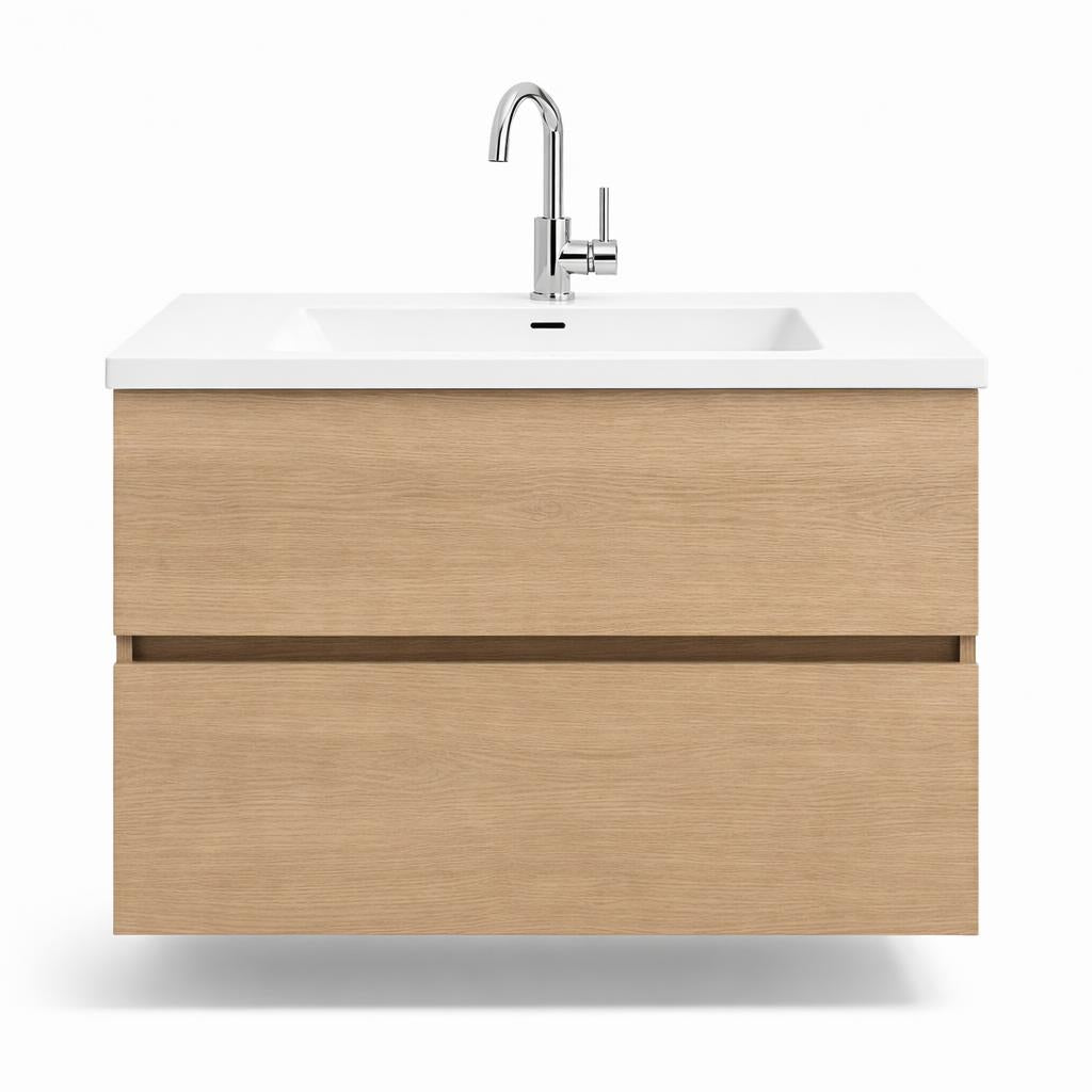 Badkamer meubelset DUBBEL Naturel eik  mat 120 x 50 x 58 (b x d x h)