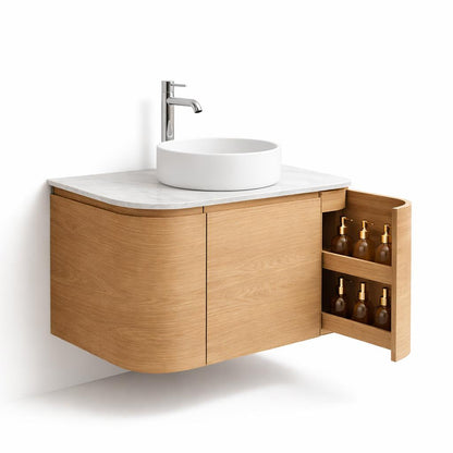 Badkamer Meubelset 79 x 49 x 36 incl. lavabo 38 x 38 x 12 Naturel eik ( CURVA)