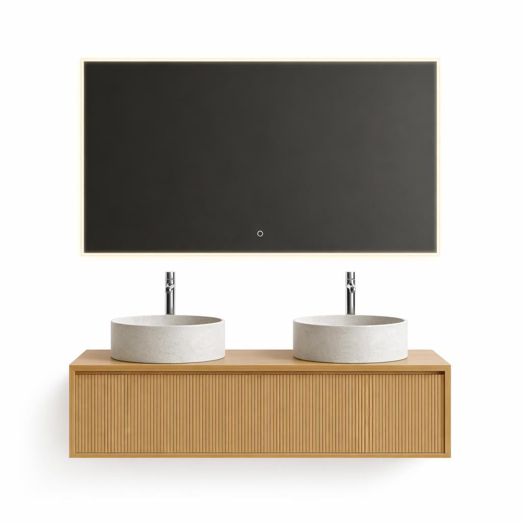 Badkamer Meubelset 120 x 50 x 30 incl. twee lavabo's 39,5 x 39,5 x 12