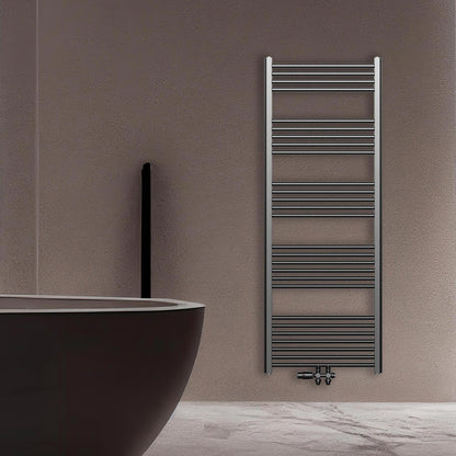 Belrad Handdoekdroger Links/Rechts Middenaansluiting 557 Watt - 1600x600mm - Gunmetal - Luxurysanitair