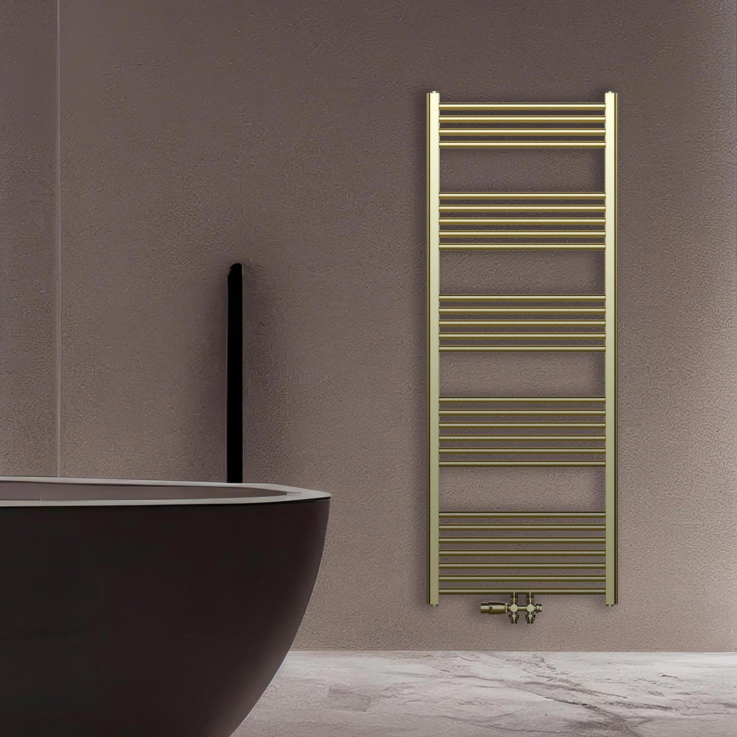BELRAD HANDDOEKDROGER - LINKS-RECHTS/MIDDENAANSLUITING - 414 WATT - 1200X600CM - GEBORSTELD GOUD