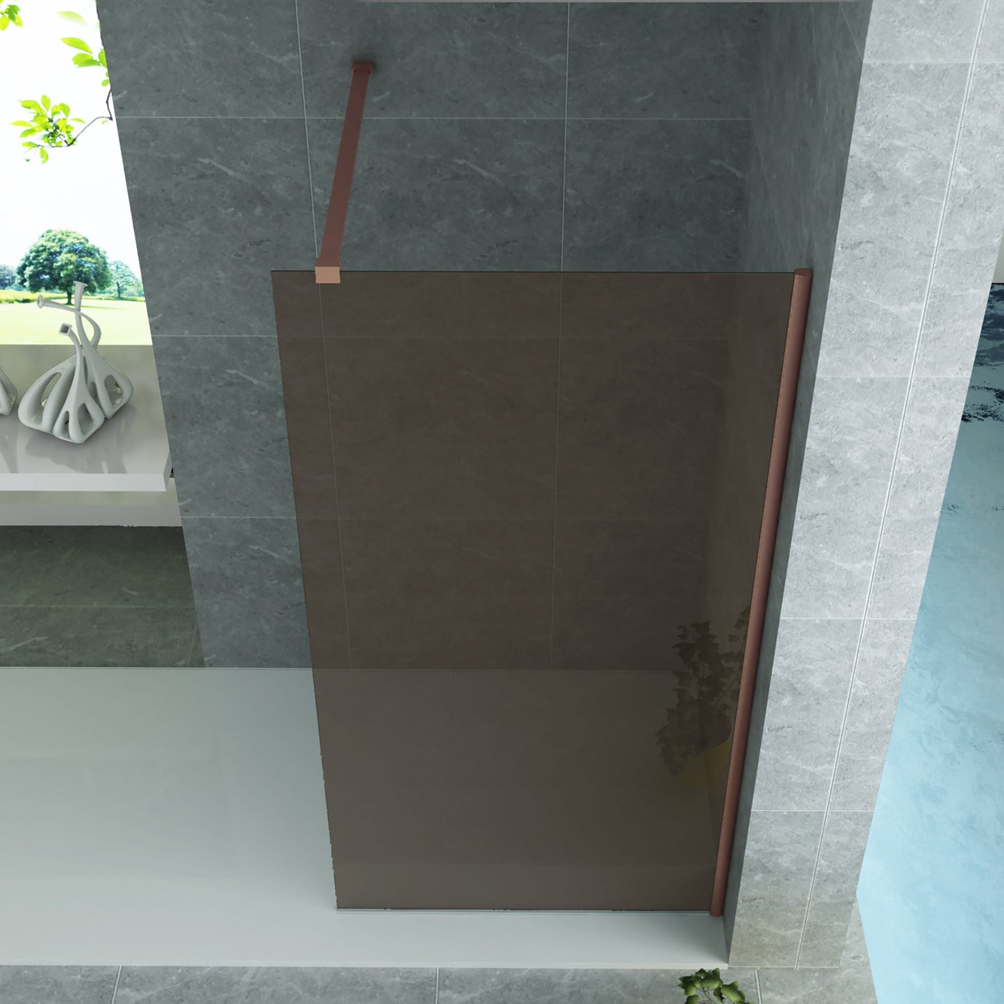ALONI INLOOPDOUCHE - 1000 X 2000MM - GEBORSTELD KOPER - CHAMPAGNE GLAS