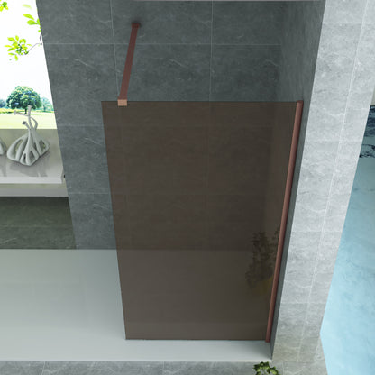 Aloni Douchewand Champagne Met Koper Profiel 8mm 140x200cm - Luxurysanitair