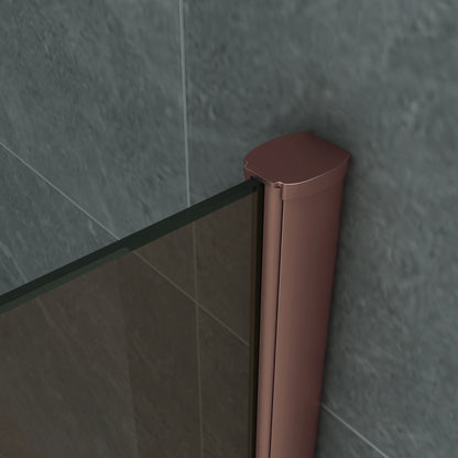 Aloni Douchewand Champagne Met Koper Profiel 8mm 140x200cm - Luxurysanitair