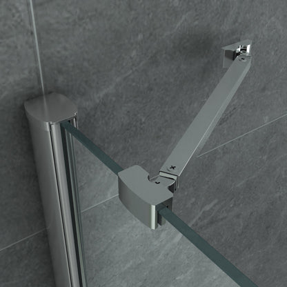 ALONI DOUCHECABINE - U-OPSTELLING - 2 DRAAIDEUREN EN 2 ZIJWANDEN - 900 X 900 X 1950 MM - CHROOM - HELDER GLAS
