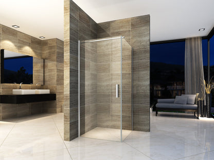 ALONI DOUCHECABINE - DRAAIDEUR EN ZIJWAND - 800 X 800 X 1900MM - CHROOM - HELDER GLAS