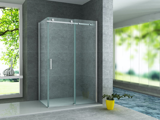 ALONI DOUCHECABINE - SCHUIFDEUR EN ZIJWAND - 800 X 1200 X 1950MM - CHROOM - HELDER GLAS