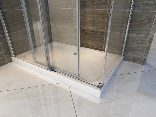 ALONI DOUCHECABINE - SCHUIFDEUR EN ZIJWAND - 800 X 1200 X 1950MM - CHROOM - HELDER GLAS