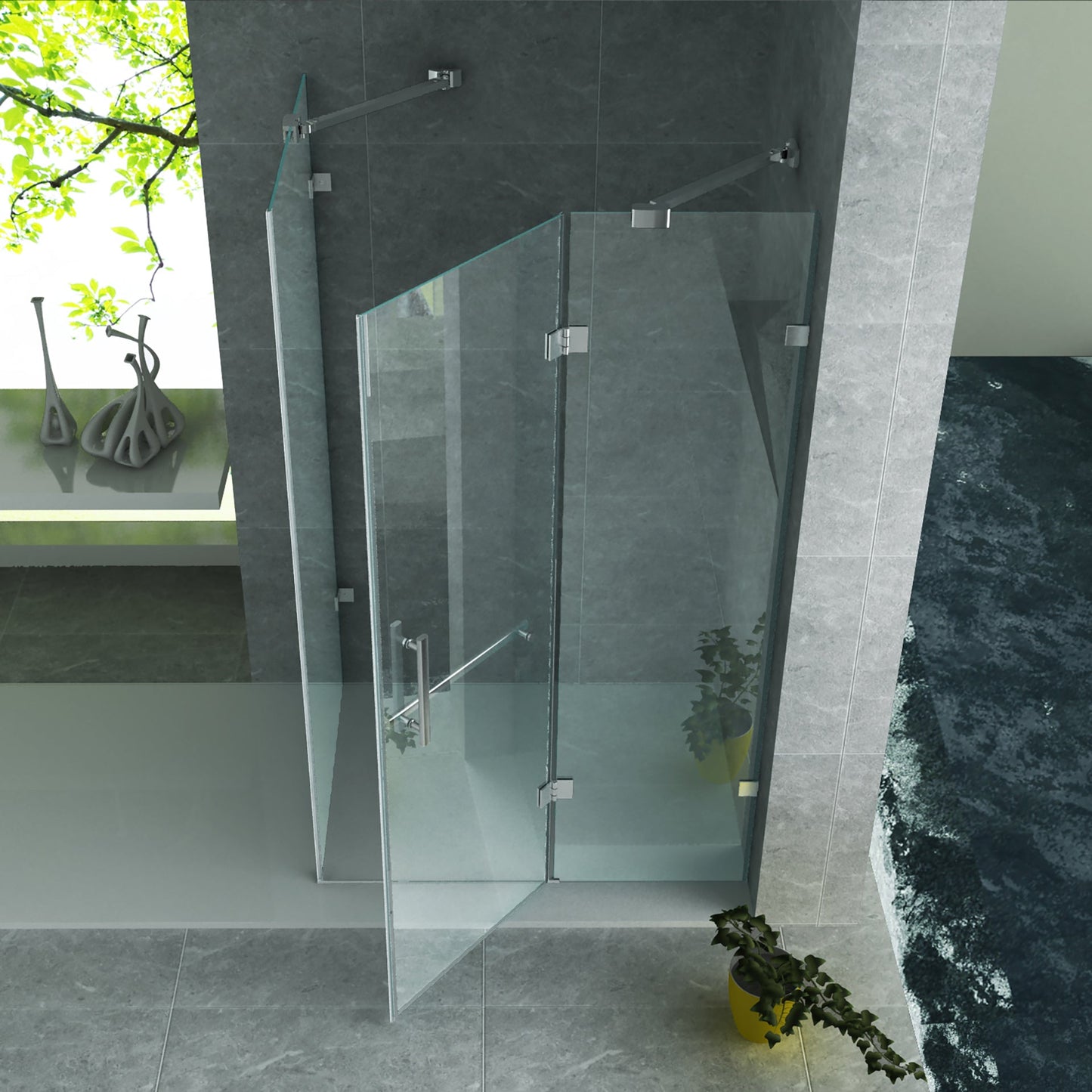 ALONI DOUCHECABINE - DRAAIDEUR, VAST WANDJE EN ZIJWAND - 800 X 1200 X 1950MM - CHROOM - HELDER GLAS