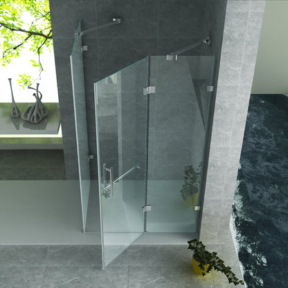 ALONI DOUCHECABINE - DRAAIDEUR, VAST WANDJE EN ZIJWAND - 800 X 1200 X 1950MM - CHROOM - HELDER GLAS