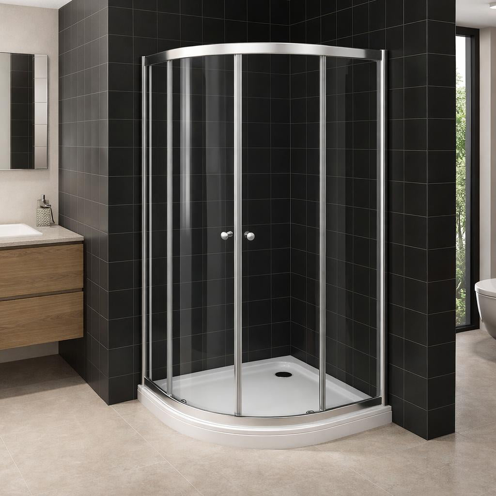 Douchecabine Kwartrond 90 x 90 chrome
