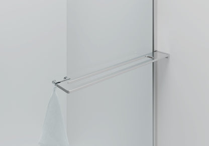 CURVY INLOOPDOUCHE MET HANDDOEKHOUDER - GEBOGEN - MET ANTI-KALKBEHANDELING - OMKEERBAAR - 8MM VEILIGHEIDSGLAS - 100X200CM - CHROOM - HELDER GLAS