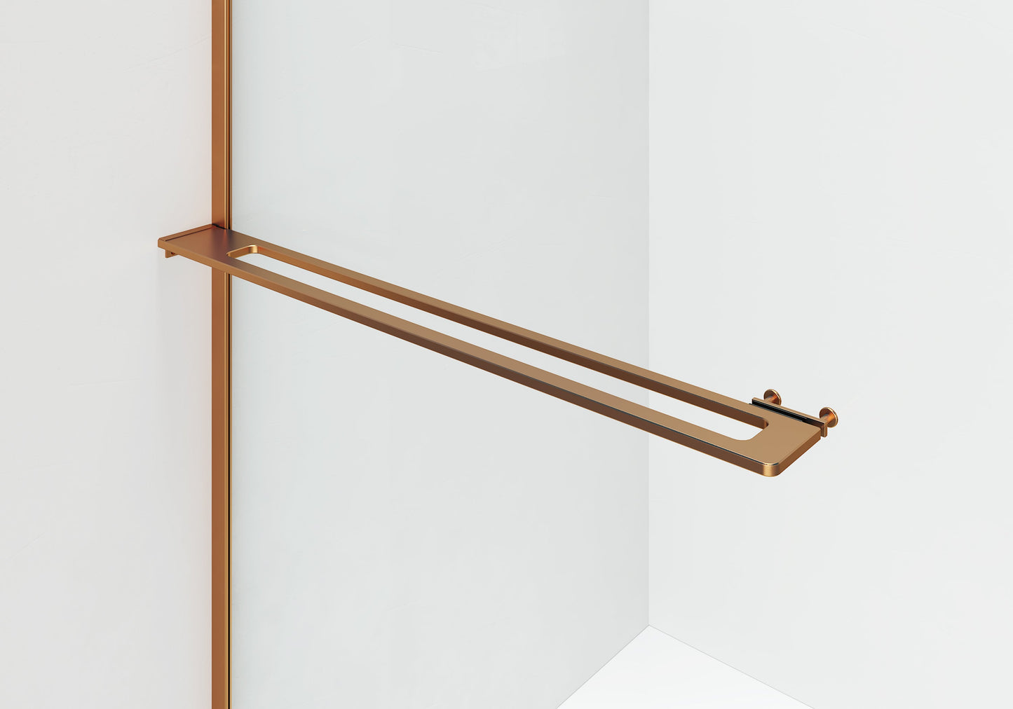 CURVY INLOOPDOUCHE MET HANDDOEKHOUDER - GEBOGEN - MET ANTI-KALKBEHANDELING - OMKEERBAAR - 8MM VEILIGHEIDSGLAS - 120X200CM - GEBORSTELD KOPER - GEBOGEN - HELDER GLAS