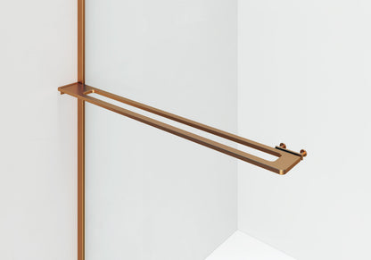 CURVY INLOOPDOUCHE MET HANDDOEKHOUDER - GEBOGEN - MET ANTI-KALKBEHANDELING - OMKEERBAAR - 8MM VEILIGHEIDSGLAS - 120X200CM - GEBORSTELD KOPER - GEBOGEN - HELDER GLAS