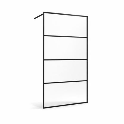 Douchewand Inloopdouche met raster mat zwart 140 x 200