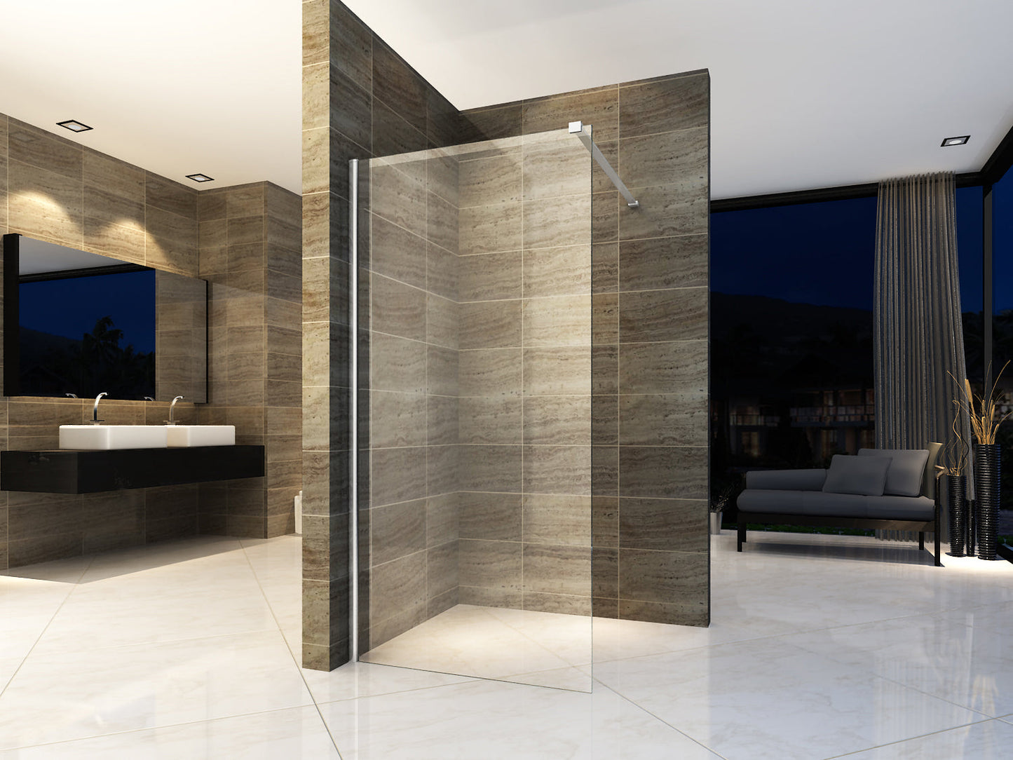 ALONI INLOOPDOUCHE - 1000 X 2000MM - CHROOM - HELDER GLAS