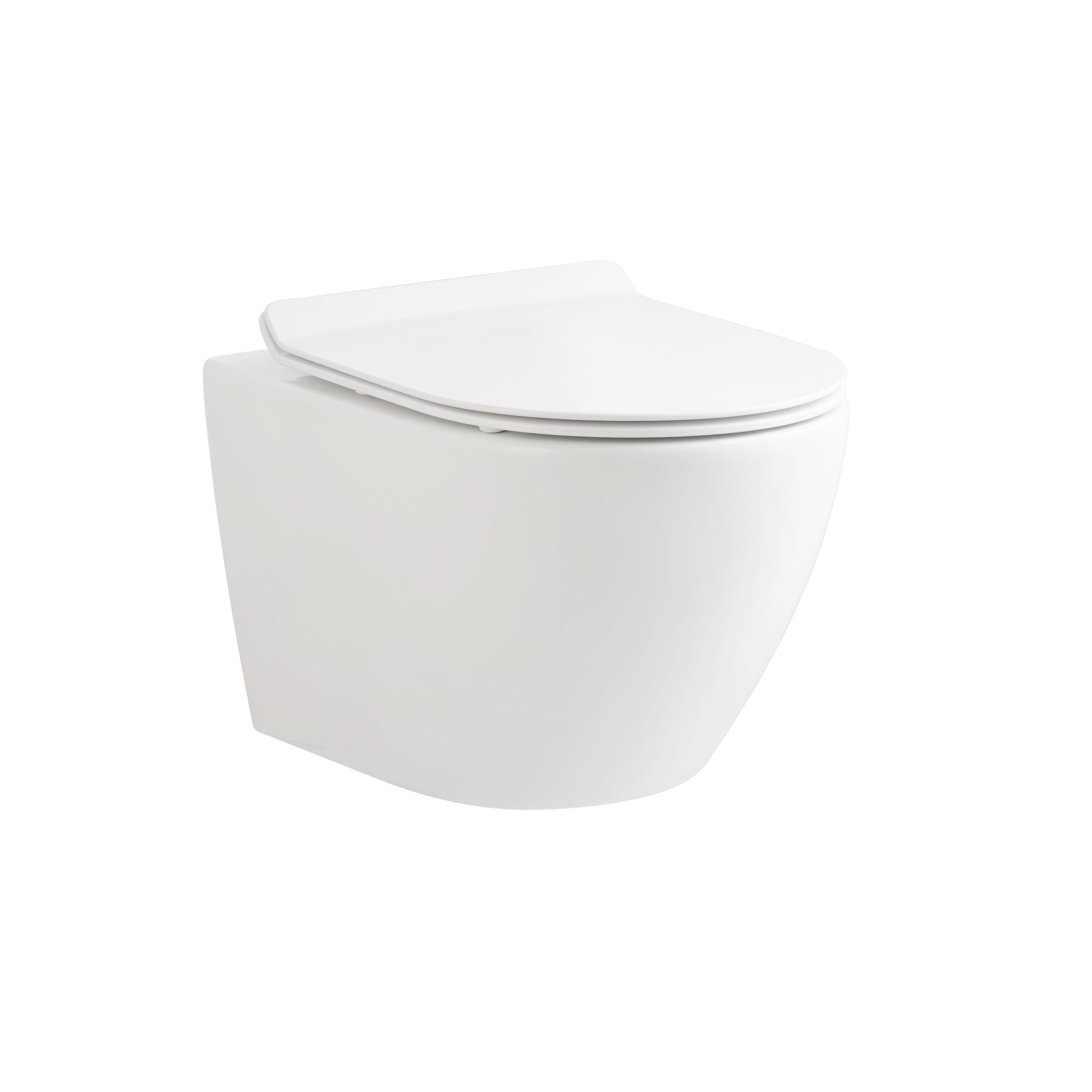 ALONI ECO HANGTOILET - RANDLOOS - MET ZITTING - DUROPLAST - SOFT CLOSE - QUICK RELEASE - COMPACT 49 CM - 36X36X49 CM - GLANZEND WIT
