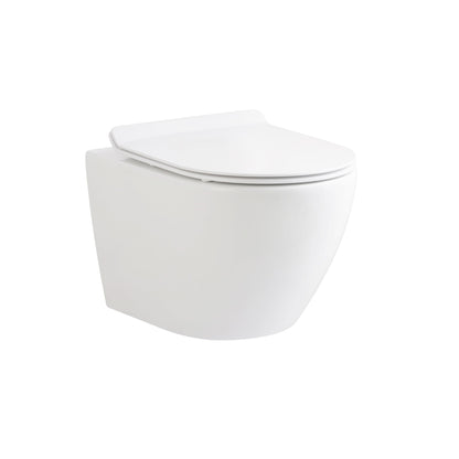 ALONI ECO HANGTOILET - RANDLOOS - MET ZITTING - DUROPLAST - SOFT CLOSE - QUICK RELEASE - COMPACT 49 CM - 36X36X49 CM - GLANZEND WIT